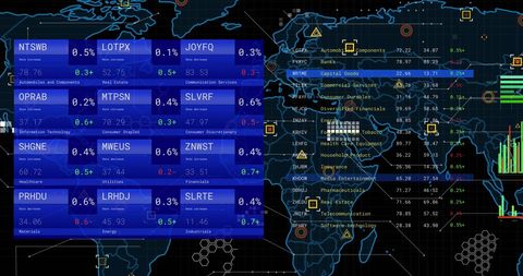 Global Financial Network Data Processing With World Map Overlay - Download Free Stock Images Pikwizard.com