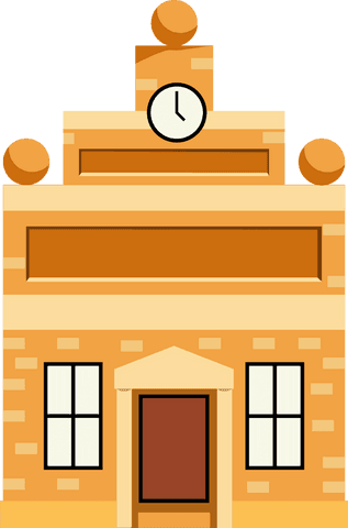 transparent town hall vector illustration with clock and pediment - Download Free Stock Videos Pikwizard.com