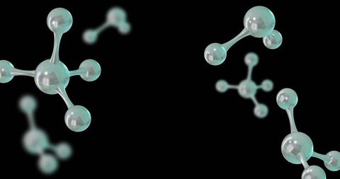 3d molecular structures on black background highlighting research concept