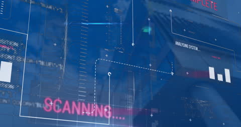 Futuristic Digital Data Interface Over Modern Skyscraper