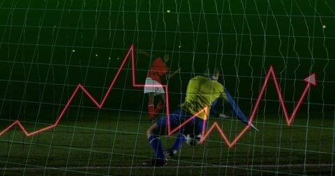 Goalkeeper Saving Soccer Goal with Analytics Overlay Graph