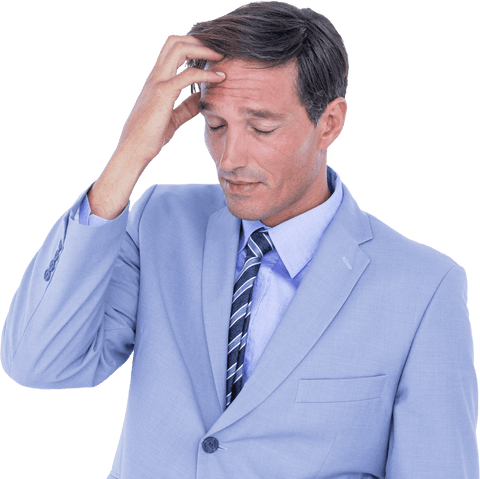 Transparent Stressed Businessman Touching Forehead - Download Free Stock Videos Pikwizard.com