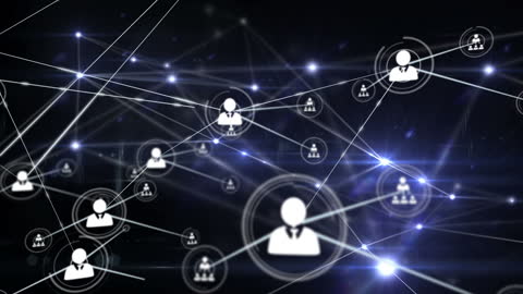 Digital Network Connections with Floating Communication Icons