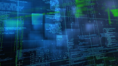 Futuristic Blue Data Code and Digital Interface