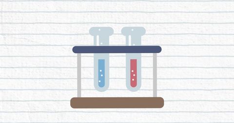 Chemistry test tubes on ruled paper background graphic