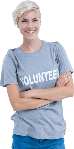 smiling woman in volunteer t-shirt on transparent background - Download Free Stock Videos Pikwizard.com