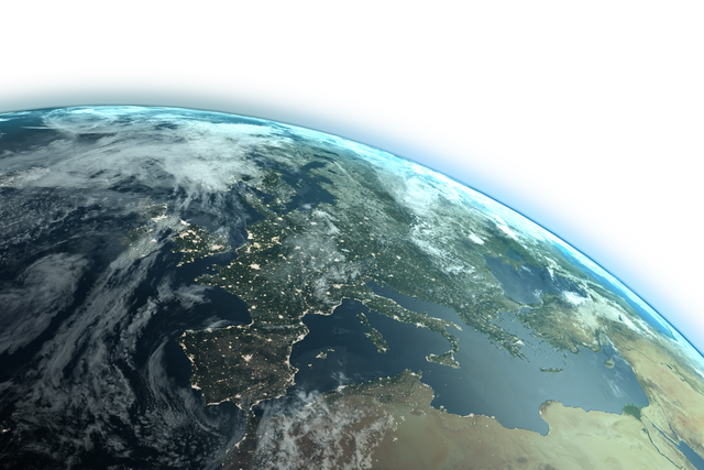 Transparent curved edge satellite view of eastern Earth from space - Download Free Stock Videos Pikwizard.com