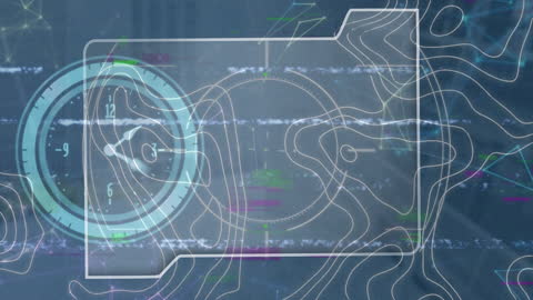 Abstract Digital Interface with Blue Holographic Elements