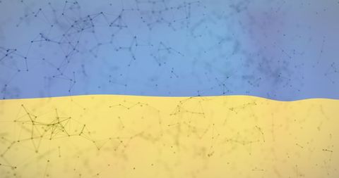 Abstract Network Connections Over Ukrainian Flag