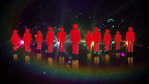 Abstract Silhouettes of People Dancing Under Colorful Lights