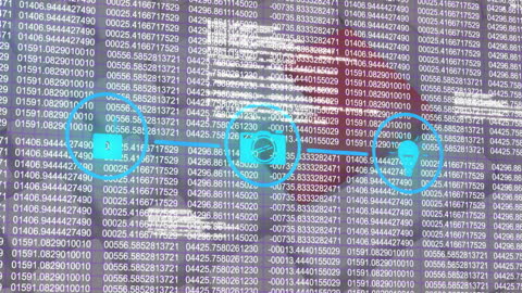 Digital Data Visualization with Media Icons Over Keyboard