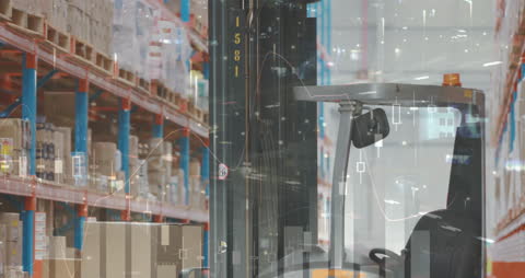 Futuristic Warehouse with Data Analytics Integration