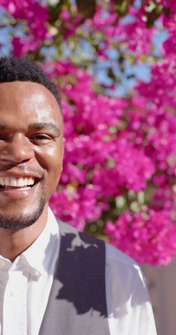 Joyful African American Groom Smiling on Wedding Day