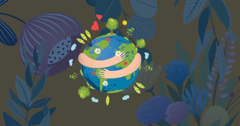 Planet Embrace Illustrating Sustainability and Eco-friendly Living