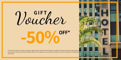 elegant gift voucher design with hotel backdrop - Download Free Stock Templates Pikwizard.com