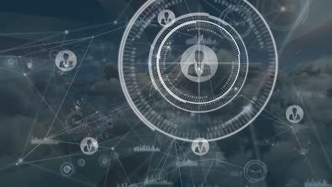 Digital Network Connections Overlaying Cloudscape