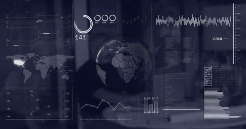 Digital Interface Displaying Data Charts and Technological Elements - Download Free Stock Images Pikwizard.com