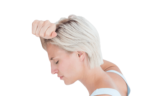 Transparent Sad Woman Resting Head on Arm Shows Stress