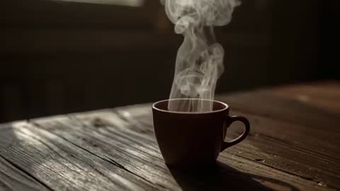 Steaming Hot Beverage in Rustic Setting by Window