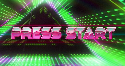 Retro Neon Game Interface 'Press Start' Banner - Download Free Stock Images Pikwizard.com