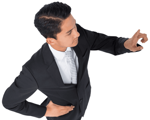Caucasian Businessman Pointing with Confidence on Transparent Background - Download Free Stock Videos Pikwizard.com