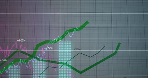 Financial Growth Chart and Data Analysis Overlay
