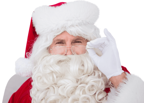 Santa claus adjusting glasses on transparent background