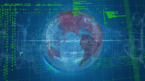 Digital City Concept Overlain with Data Processing Globe