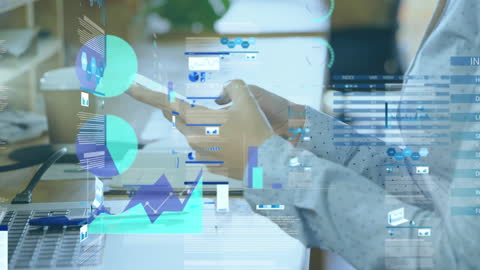 Businesswoman Analyzing Data with Futuristic Interface Technology