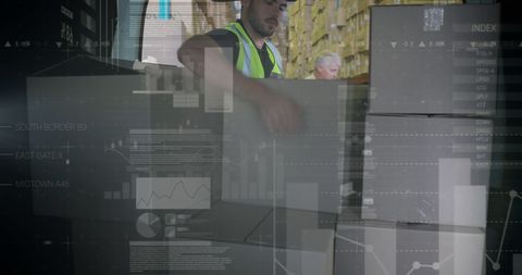 Warehouse Worker Managing Logistics with Digital Interface Integration - Download Free Stock Images Pikwizard.com