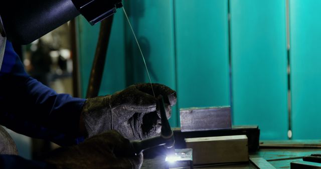 Industrial Worker Welding Metal in Workshop - Download Free Stock Images Pikwizard.com