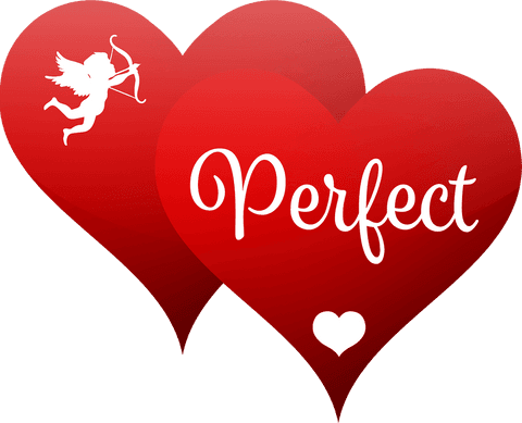 two red hearts with cupid silhouette and perfect text on transparent background - Download Free Stock Videos Pikwizard.com
