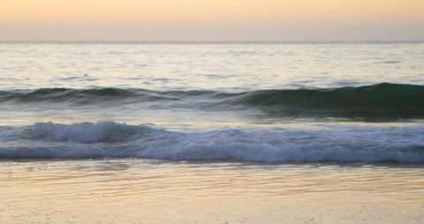 Tranquil Sunset Over Gentle Ocean Waves for Peaceful Vibe - Download Free Stock Images Pikwizard.com