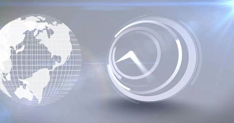 futuristic digital globe and clock display on grey background - Download Free Stock Images Pikwizard.com