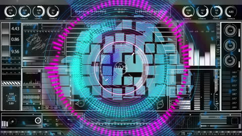 Dynamic Digital Data Interface with Futuristic Scanning Visuals