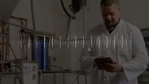 Scientist Analyzing Digital Data in Laboratory Setting