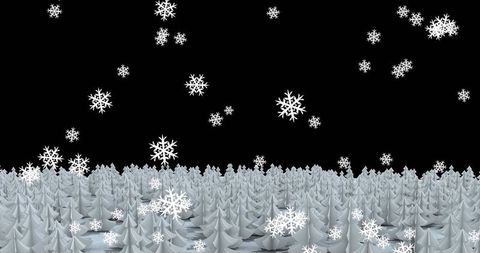 Snowfall Over Winter Forest Scene with Falling Snowflakes