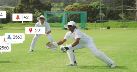 Cricket Players Engaged in Social Media Digital Connection