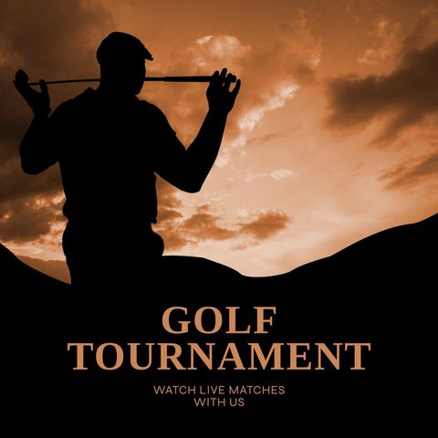 Silhouette of Golfer with Relaxed Sunset Backdrop for Tournament Promotion