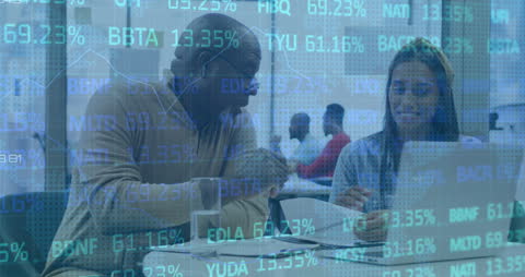 Diverse Team Discussing Modern Global Business with Technology Overlay