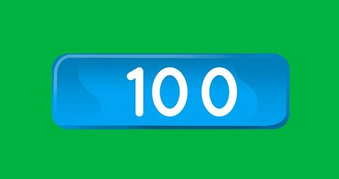 Number 100 On Digital Timer Display with Blue Box and Green Background