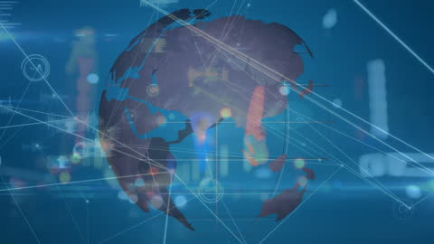 Digital Network Connections with Traffic and Futuristic Globe