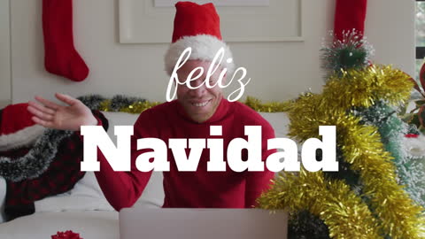 Festive Christmas Greeting with Feliz Navidad Text Overlay
