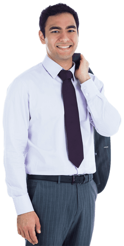 Professional Biracial Businessman with Suit Jacket Transparent Background