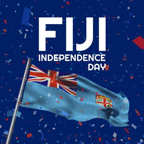 Fiji independence day celebration with national flag and confetti