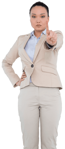 asian businesswoman pointing with authority on transparent background - Download Free Stock Videos Pikwizard.com