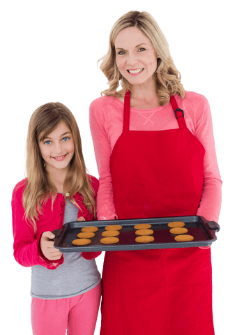 happy caucasian mother daughter baking holding fresh cookies - Download Free Stock Videos Pikwizard.com