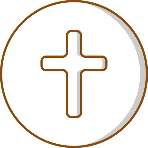 Flat brown-outlined plus symbol icon on transparent circle