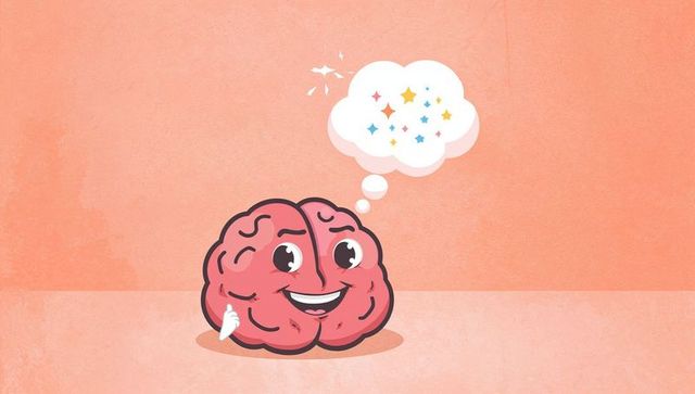 Playful cartoon brain sparkling with innovative ideas
