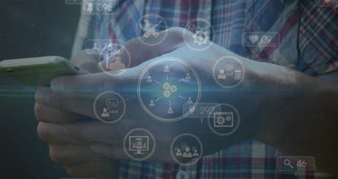 Man Engaging with Digital Technology on Smartphone